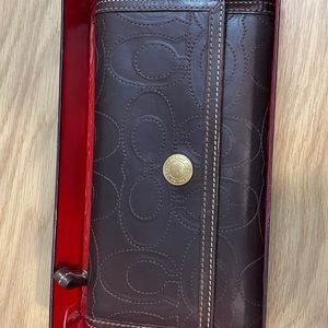Coach leather checkbook wallet
